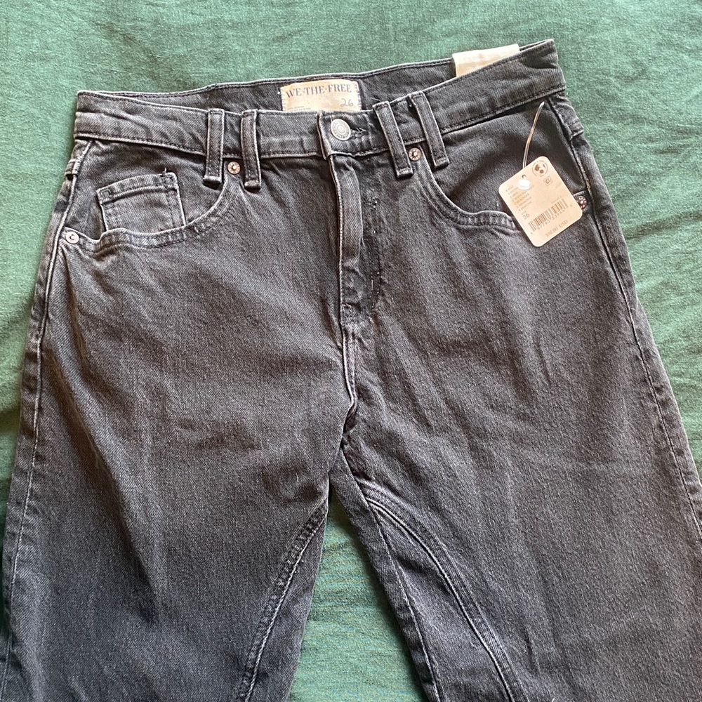 We The Free Risk Taker High Rise Straight Denim Pants Main Squeeze Gray